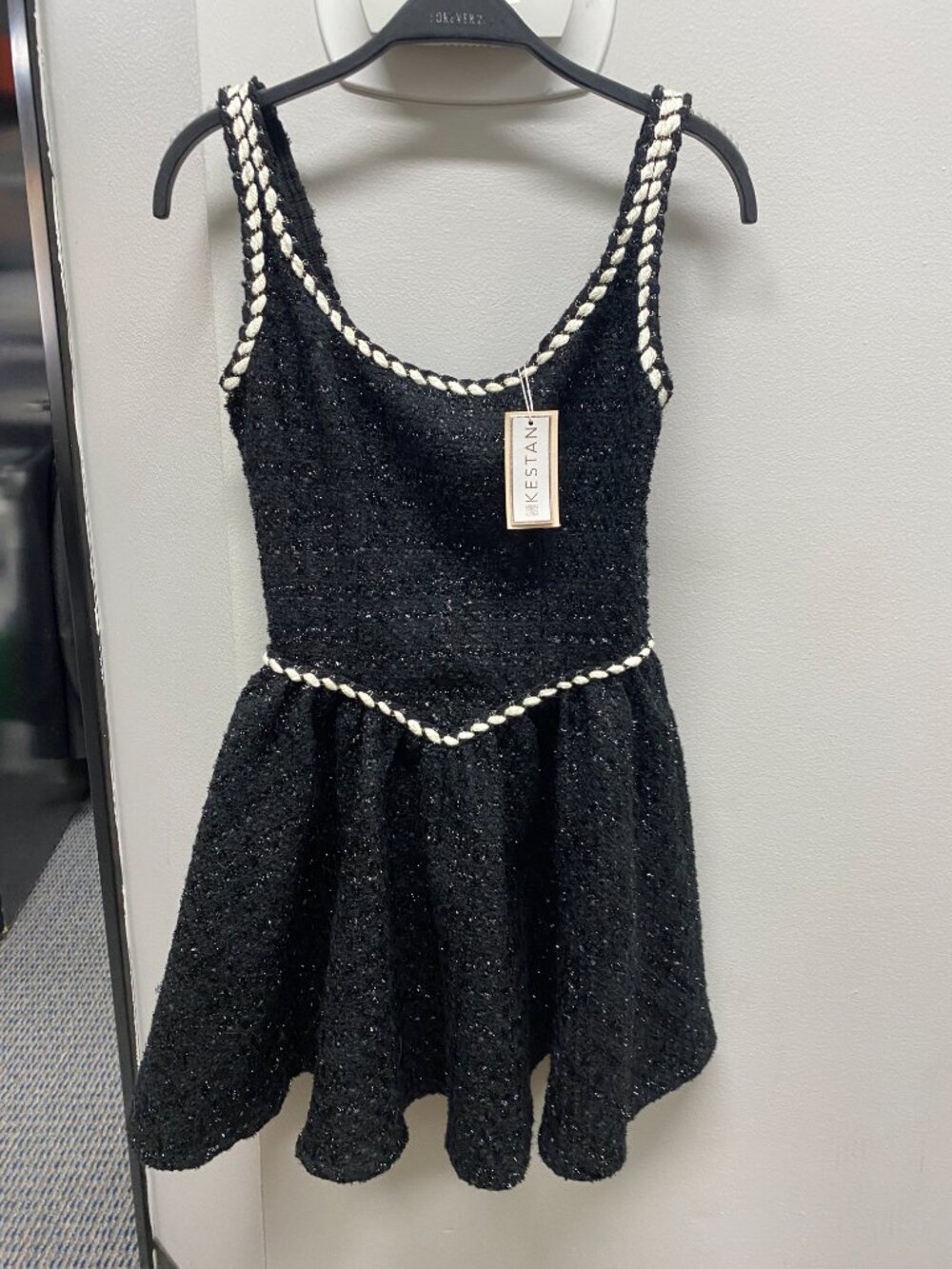 NWT KESTAN Charli Black Tweed Sparkle Mini Dress - Size Small